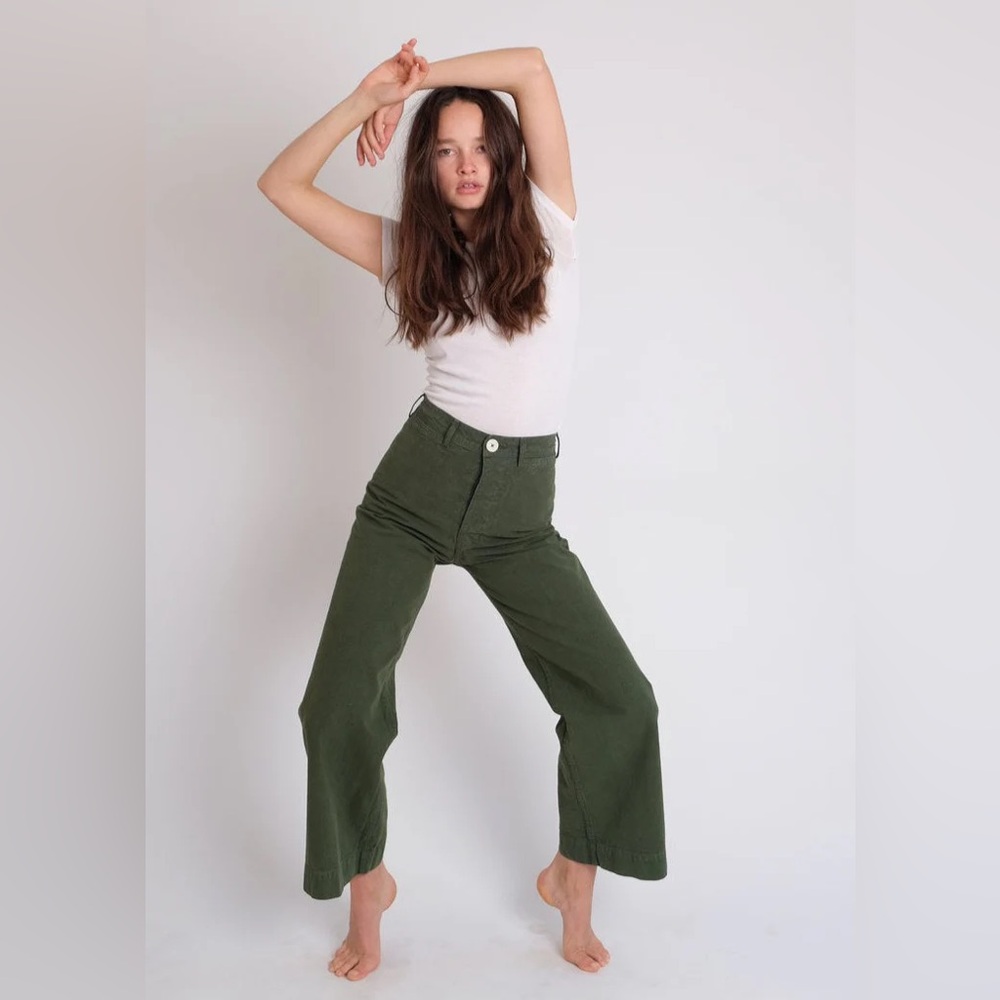 Jesse Kamm sailor pant, olive green, size medium